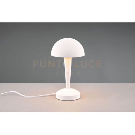 CANARIA LAMPADA DA TAVOLO METALLO BIANCO TOUCH CON LAMPADINE DIMMERABILE INCLUSA ATTACCO E14  4,9W 470lm, 3000K H. 26,5CM