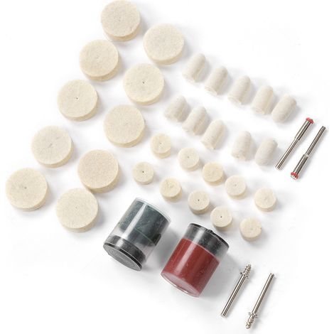 Kit de 36 disques de polissage en feutre de laine et accessoires de polissage. (1/5)
