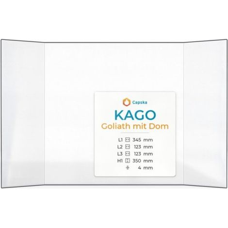 Vitre Kago GOLIATH MIT DOM - Verre Prismatique pour insert - (123 + 345 + 123) x 350 mm (L2+L1+L3 x H1) - 4 mm