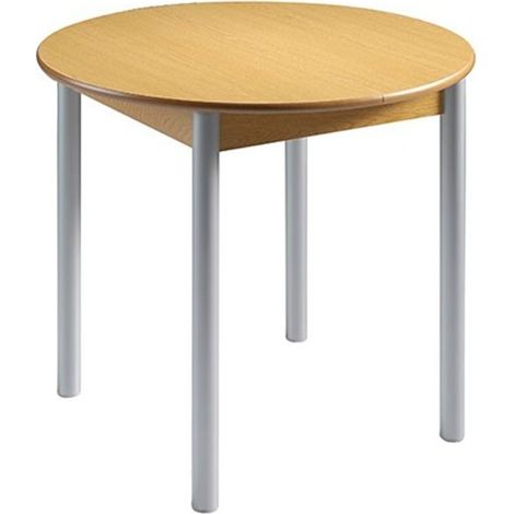 MOMMA HOME Mesa de Cocina Circular Roble - Modelo AGOS - Medidas 90/120 x 90 x 75,5 cm Medidas: 90cm (1/4)