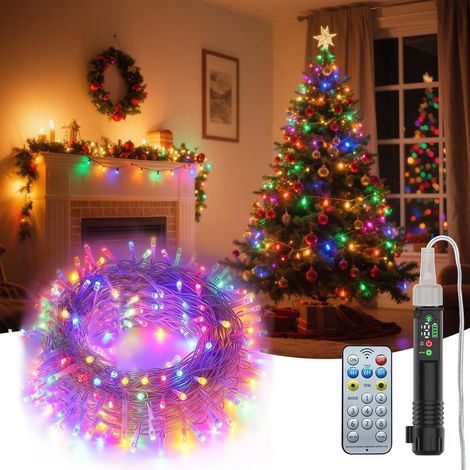 Guirlande Lumineuse LED Rechargeable 20M avec Télécommande - 8 Modes Étanche IP44 Décoration pour Jardin, Noël, Fête, Mariage Blanc Chaud & Multicolore