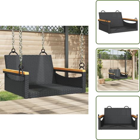 Seduta a dondolo - vidaXL Panchina a Dondolo Nera 63x62x40 cm in Polyrattan - Arredamento esterno