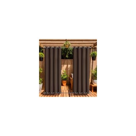 Rideaux Extérieurs Imperméables 2,1x2,3 m avec Œillets - Occultants, Protection UV et Coupe-Vent, Idéal pour Terrasse, Pavillon et Jardin