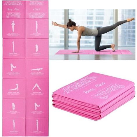 Faltbare Yogamatte für Damen (Pink) – Pink – 6 mm dick – PVC