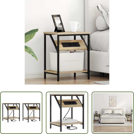 Rangement chambre - Cabinet de chevet 2 pcs Chêne Sonoma 38 x 30 x 48 cm (1/5)