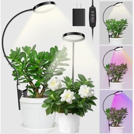 48 LED Lampe pour plantes à clip, Lampes de croissance horticoles à spectre complet d'intérieur, 6000 K, avec minuterie 3/9/12H, 10 niveaux de luminosité, 3 modes d'éclairage, Growlight (1/5)
