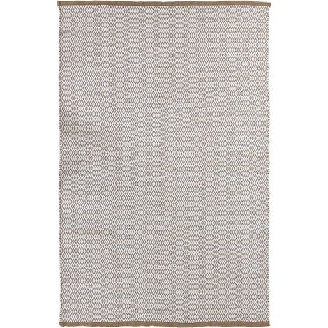 Tapis en fibre de jute naturel blanc ambiance ethnique chic - Blanc naturel avec motifs beiges
