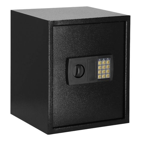 Cassa di sicurezza domestica con serratura elettrica, box 41x34,5x29 cm nero per il denaro. (1/5)