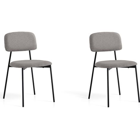 Lot de 2 chaises de salle à manger, Hudson en textile gris et métal, 80x46x50 cm (1/5)