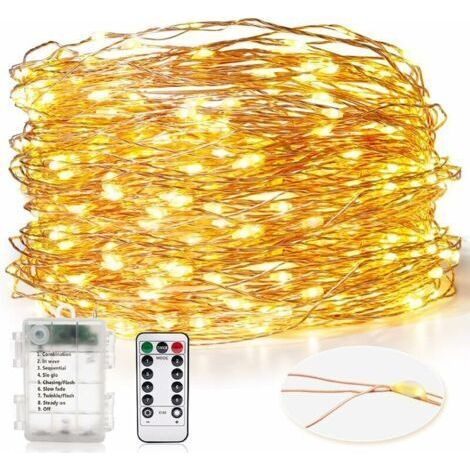 Guirlande Lumineuse Pile, 30M 300 Led Guirlande Lumineuse Batterieexterieur Intérieures Imperméable Fil Cuivre Lumières Blanches Chaudes Pour Mariage Champêtre Noël Anniversaire (1/5)