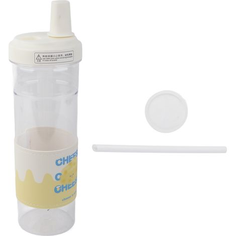 Gourde avec paille, tasse de voyage mignonne avec couvercle amovible, gobelet réutilisable en plastique, sûr et sain, résistant à la chaleur, 850 ml (1/5)