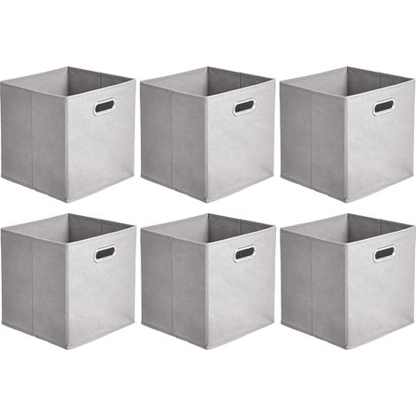 6pcs pliable tissu rangement cube sans couvercle boîte de rangement boîte de rangement en tissu, gris clair 272728CM (1/2)