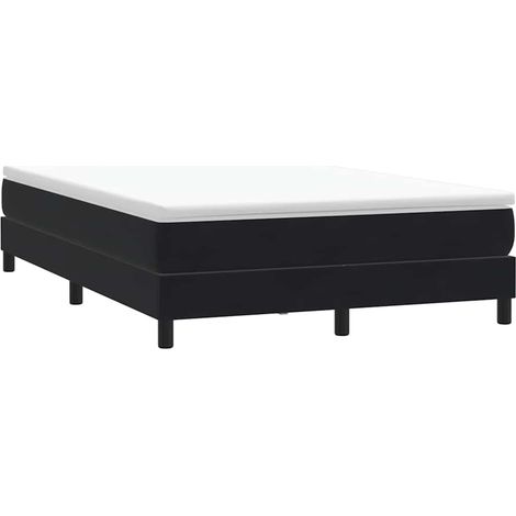 Sommier à lattes 140 x 210 cm en velours noir, cadre de lit avec pieds, sans matelas - PANGIVO (1/5)