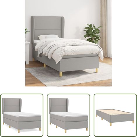 vidaXL Kopfteil -  Boxspringbett mit Matratze Hellgrau 100x200 cm Stoff (1/5)