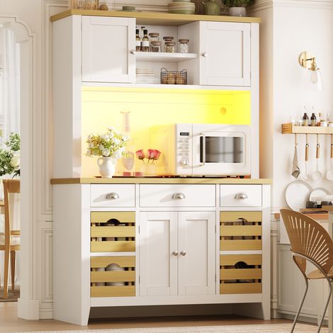 Küchenschrank 120x40x188 cm aus weißem MDF mit RGB-LED und Stauraum – MEUBLIV (1/5)