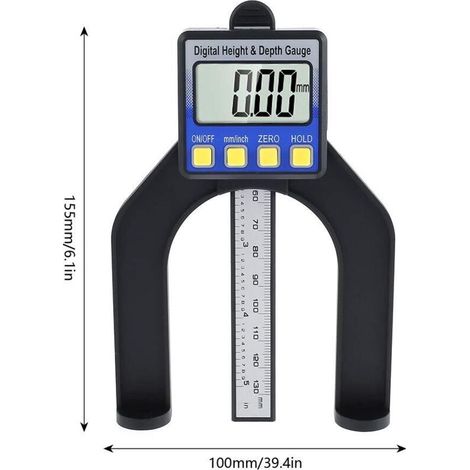 Misuratore di profondità digitale con display LCD da 0-80 mm per la lavorazione del legno e la costruzione di macchinari. (1/4)