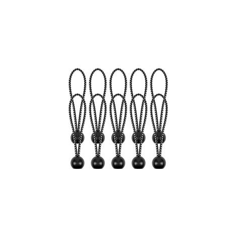 10 Pièces Tendeur Elastique, Robuste et Durable Balles de Cordon Élastique et Clips de Tente,Tendeurs de Bâche avec Boule pour Pavillon, Bâche, Camping, Tente (Noir Blanc) H260 (1/5)