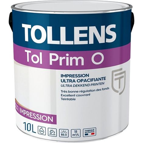 Impression semi tendu ultra opacifiante et adhérente TOLLENS Tol Prim O régule les fonds Choix de couleur: Blanc - Conditionnement: 10 Litres