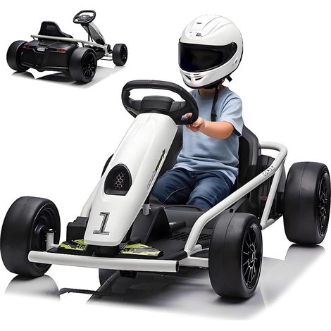 Karting Électrique 24V pour Enfants 8-12 Ans, 2 Moteurs 300W, Fonction Drift, Musique, Jusqu'à 13 km/h (1/5)