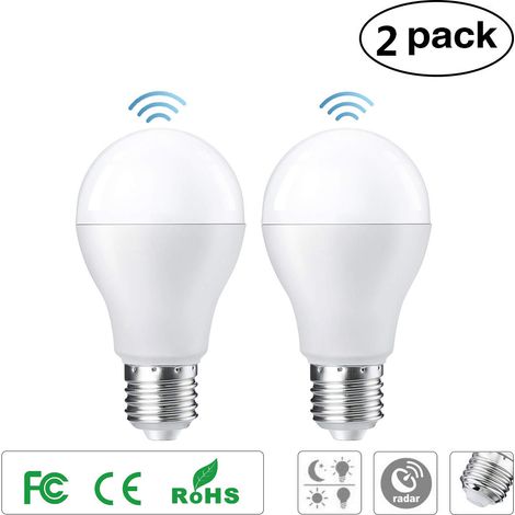 2PCS/lot Ampoule LED E27 détecteur mouvement capteur radar intelligent 7W remplace 50W ampoule capteur éco blanc pour escalier jardin balcon garage salon couloir cave prise [Classe A+] (1/3)