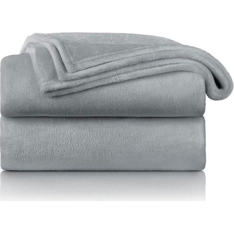 Plaid Couverture Polaire Gris 150x200 cm en Flanelle Couverture Lit 1 Personne Plaid Doux et Chaud Plaid Jeté Canapé (1/4)
