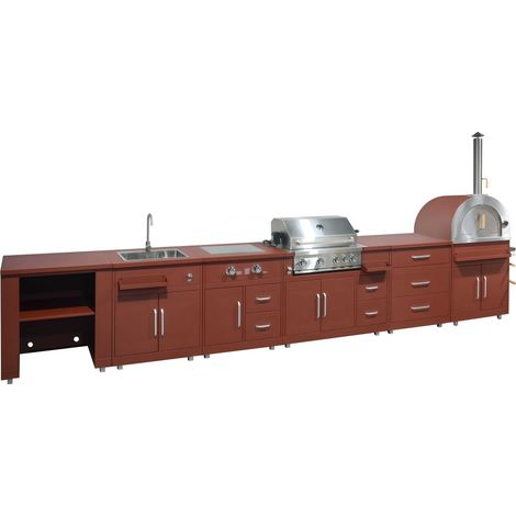 Cuisine d'extérieur 6 meubles avec module cuisson brique (1/5)