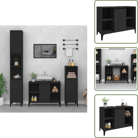 Mobile per bagno - vidaXL Mobile Lavabo Nero 80x33x60 cm in Legno Multistrato - Mobile in legno