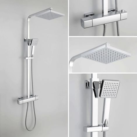 Lynx Square Thermostatic Shower Valve Mixer Set Dual Head Cool Touch Technology (1/3)