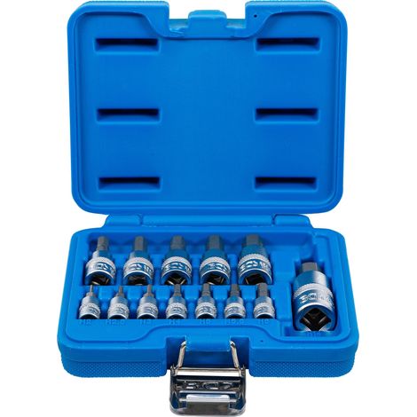 BGS  Juego  de  puntas  con  adaptador  de  cuadrado  interior  6,3  mm  (1/4")  /  10  mm  (3/8")  /  12,5  mm  (1/2")  y  hexágono  interior  2  -  14  mm,  13  piezas  -  74257 (1/4)