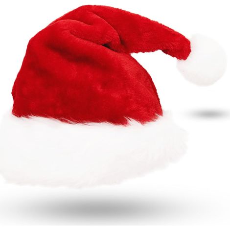 Cappello di Natale, cappello di Babbo Natale in peluche per adulti, rosso e bianco, cappello perfetto per le feste di Natale, cappello di Natale per donna/uomo (1 pezzo)