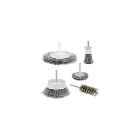 Lot de 5 Brosses Métalliques, Brosse Metallique pour Perceuse Queue de 6 mm, Meuleuse pour Visseuse Perceuse à Nettoyer Bois en Métal pour L'Élimination de la Peinture/Corrosion/Rouille (1/5)