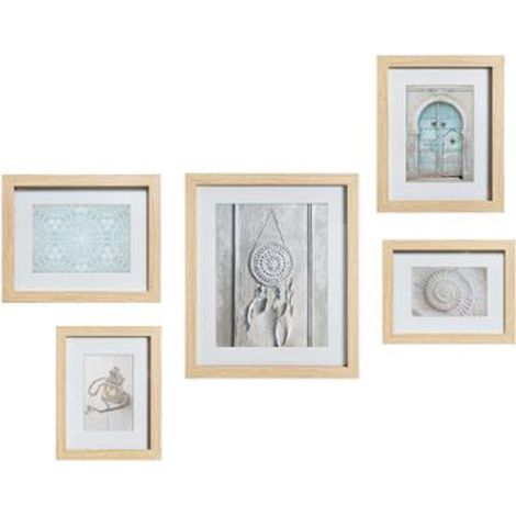 Lot de 5 Cadres Photos "Graphique" 33cm Naturel (1/4)