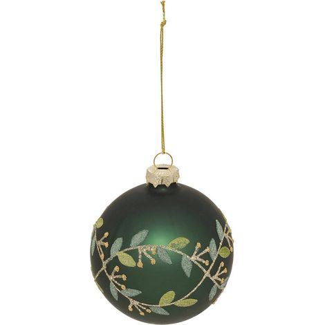 Palla di vetro ramo di vischio d.8cm verde - Feeric lights & christmas