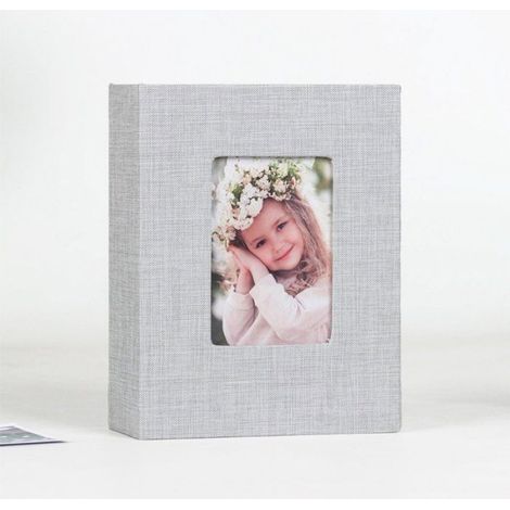 Album photo 10x15 cm – 100 compartiments, couverture en lin, gris clair Qualité supérieure (1/5)