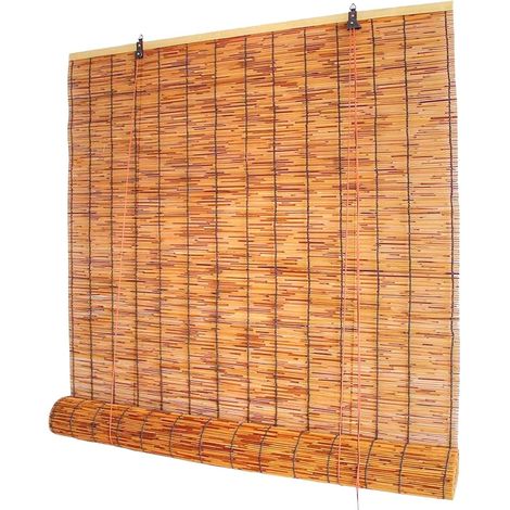 Store Enrouleur Bambou Extérieur, Rideau Roseau Anti-UV Intimité Jardin Balcon, Canisse Naturelle Déroulable pour Fenêtre Terrasse -