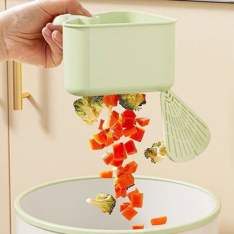 Lot de 2 paniers égouttoirs d'évier verts à ventouse, filtre intégré, angle réglable (1/4)