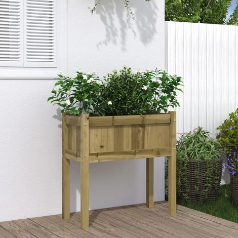 The Living Store Pflanzkübel mit Beinen 70x31x70 cm Kiefernholz Imprägniert - Holzpflanze - Gartentöpfen - Kübeln - Blumenerde - Balkonpflanzen