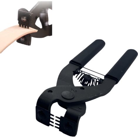 Cincel perforador de cuero de 4 dientes con paso de 4 mm para costura y manualidades (negro, 17 x 4 cm) (1/5)