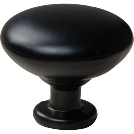 Pomello rotondo per mobili in metallo, nero (1/4)