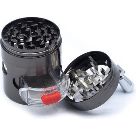 Grinder Broyeur Manivelle - ZGEER - 4 Couches - Alliage de Zinc - Diamètre 6.3cm - Noir