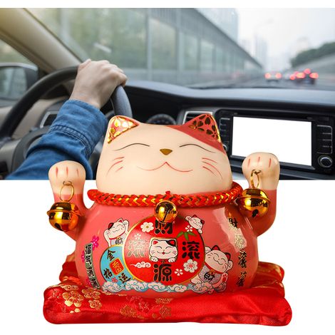 Tirelire chat porte-bonheur en céramique, mini-chat rose de 11,5 cm, ornement pour voiture ou bureau, symbole de richesse. (1/5)