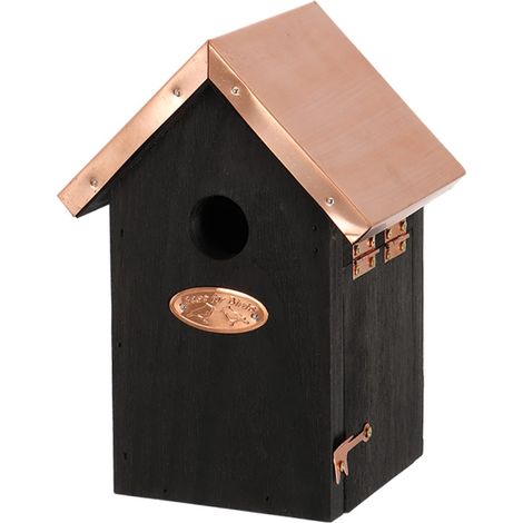 Vogelhaus aus schwarzem und kupferfarbenem Material (1/4)