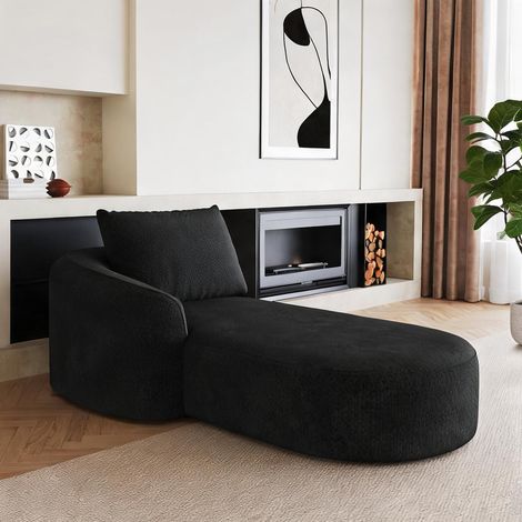 Canapé d'angle réversible en tissu noir orientable à gauche (1/5)