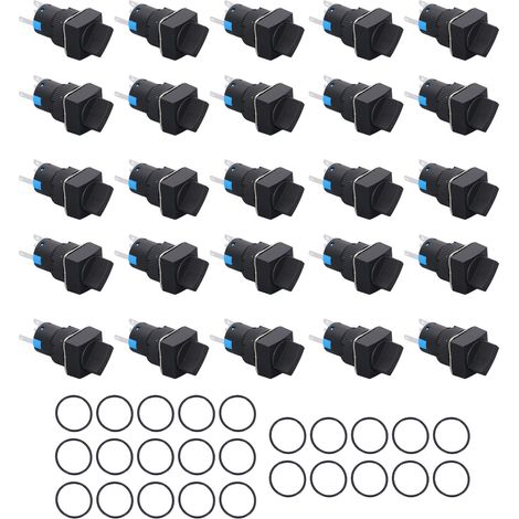 Bouton rotatif 16mm 2 positions autobloquant vert clair - Lot de 25 pièces pour sélecteur carré, kit d'interrupteurs à rotation (1/5)