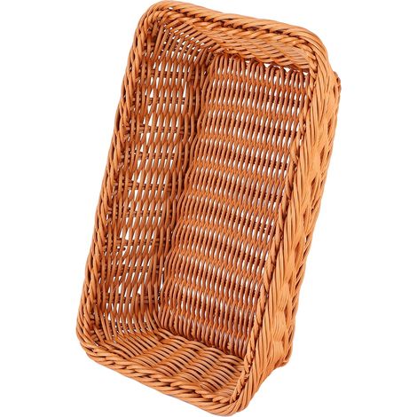 A1744 Panier à pain en rotin, panier de rangement pour aliments et fruits, assiette à fruits rectangulaire, petit format (1/5)