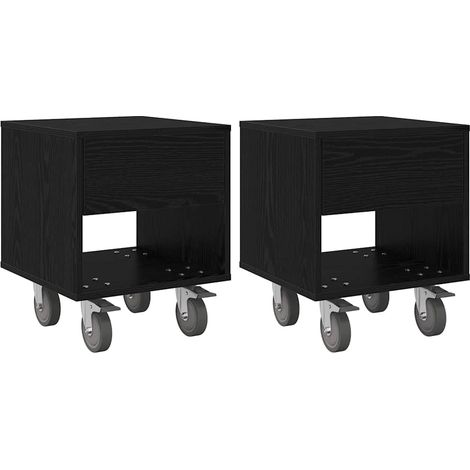 Maison Exclusive - Comodino 2 pcs Rovere Nero 40,5 x 40 x 48 cm Legno multistrato