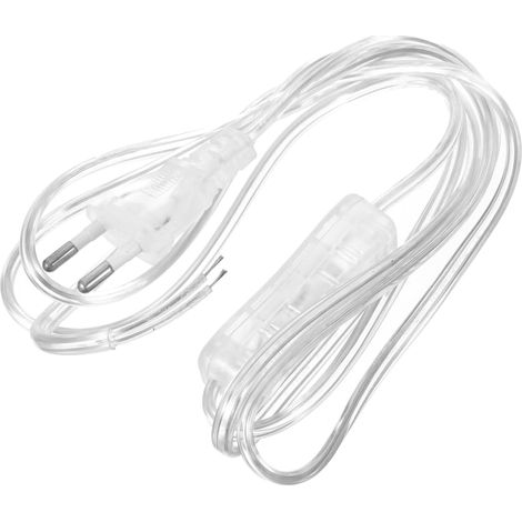 1.8 m Transparent Lamp Cord with Switch EU Plug Conductive Copper Flexible Cable for Hanging Light, Lamp Replacement and DIY Home Projects (1/5)