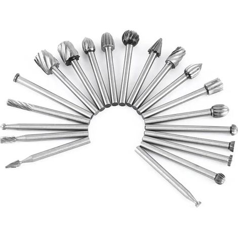 Kit de forets 6/10/20 pièces, foret à bois en acier rapide, foret à sculpter, ensemble de fraises à meuler, accessoires de travail du bois(Silver-20pcs)