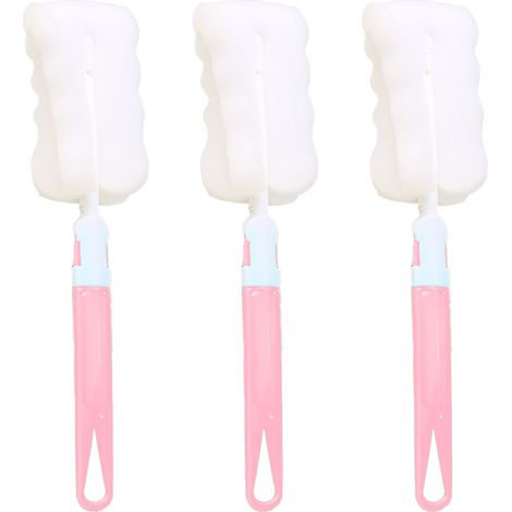 Brosse De Nettoyage Pour Bouteilles - Manche Long En Plastique - Tête En Éponge Haute Densité - Pour Bouteilles À Col Étroit - Lot De 3 (1/5)