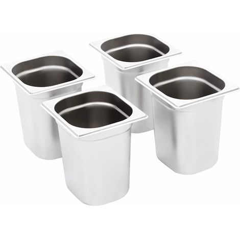 vidaXL Bandejas Gastronorm 8 unidades GN 1/6 200 mm acero inoxidable (1/2)